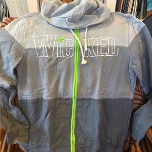 Gray and Blue Wicked Hoodie with Green Accents